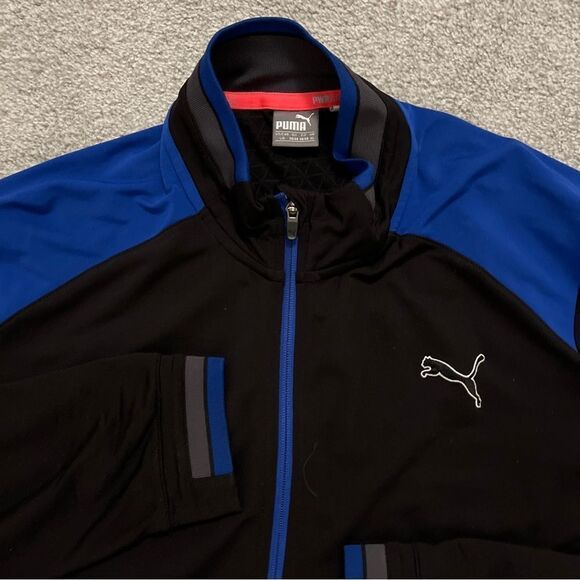 Puma pwrwrm Black/Blue full zipper Running Training golf men’s stretch Jacket L - Picture 2 of 4